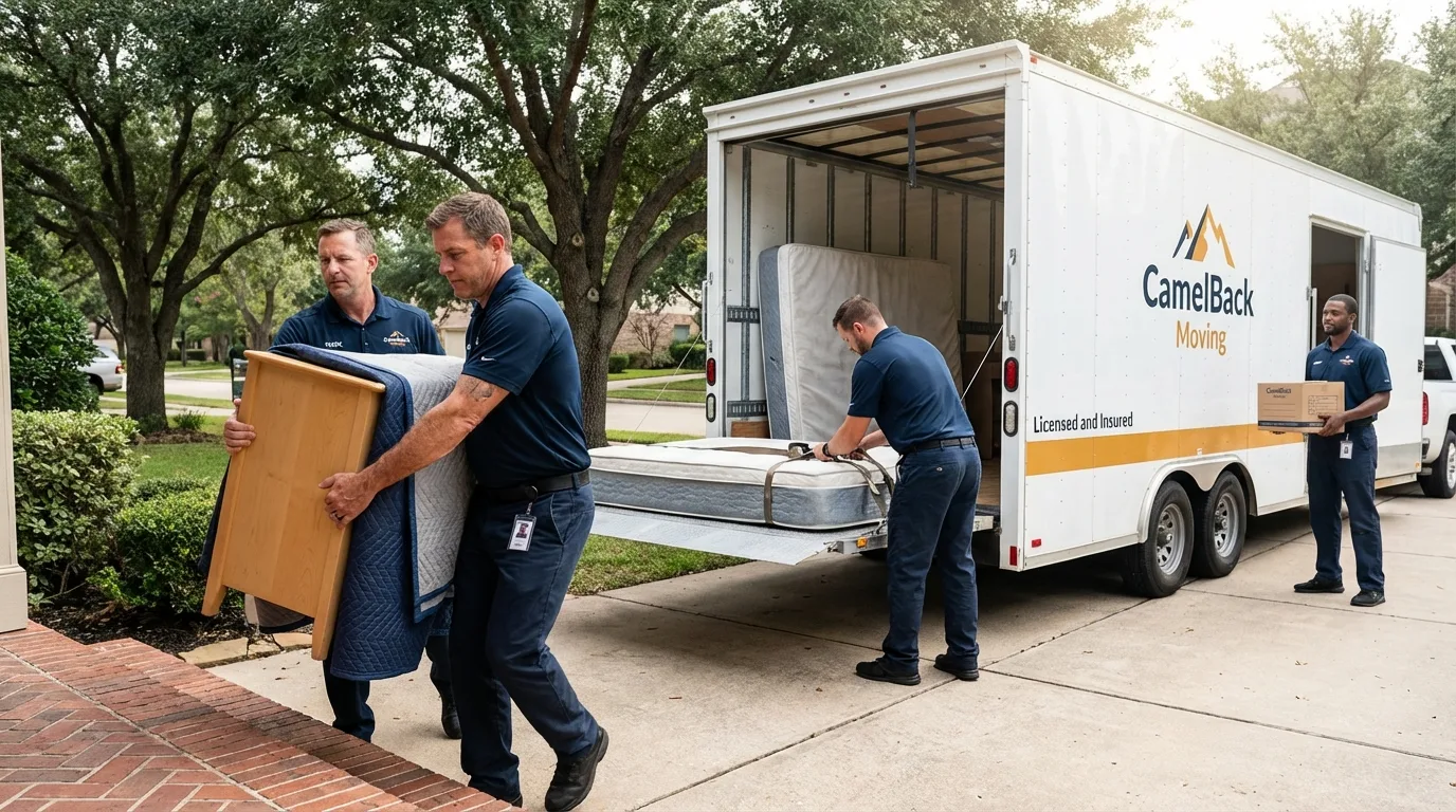 Crew loading residential truck for cross-state move from Lehi, UT