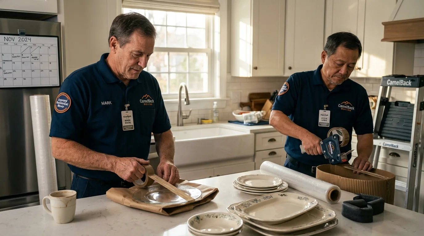 Professional crew packing kitchen dishware in Lehi, UT
